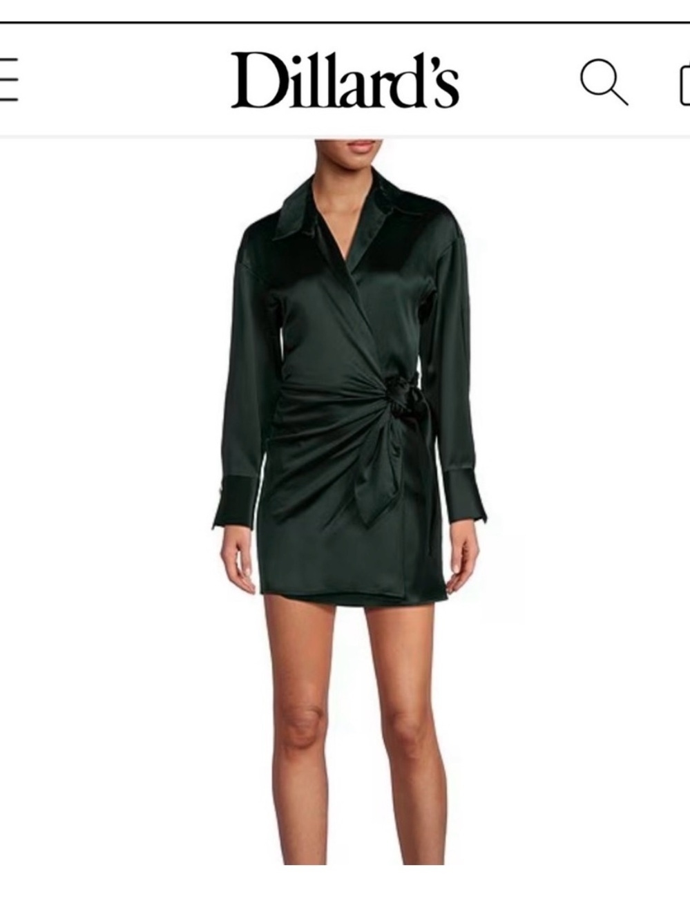 Gianni Bini Dark Green Satin Wrap Mini Dress